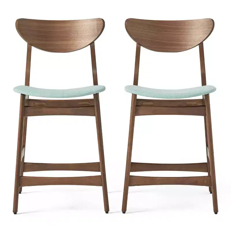 GDFStudio Cedric Mid-Century Modern Fabric and Rubberwood 23.5 Inch Counter Stool (Set of 2)