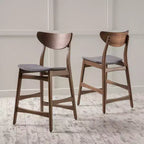 GDFStudio Cedric Mid-Century Modern Fabric and Rubberwood 23.5 Inch Counter Stool (Set of 2)