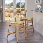 GDFStudio Cedric Mid-Century Modern Fabric and Rubberwood 23.5 Inch Counter Stool (Set of 2)