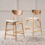 GDFStudio Cedric Mid-Century Modern Fabric and Rubberwood 23.5 Inch Counter Stool (Set of 2)