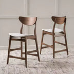 GDFStudio Cedric Mid-Century Modern Fabric and Rubberwood 23.5 Inch Counter Stool (Set of 2)