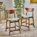 GDFStudio Cedric Mid-Century Modern Fabric and Rubberwood 23.5 Inch Counter Stool (Set of 2)