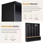 The Misty Moon Black Hall Tree with Storage Bench Shoe Cabinet with Cube Storage and Shelves, Multifunctional Coat Rack with 8 Hooks