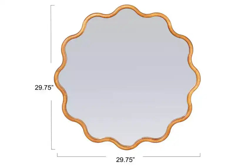 Wavy Mirror with Scalloped Wooden Frame