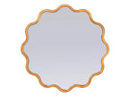 Wavy Mirror with Scalloped Wooden Frame