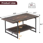 2 Tier Wood Coffee Table, 41'' Industrial Center Table, Cocktail Tea Table with Storage Shelf, Sofa Side Accent Table for Living Room