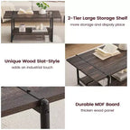 2 Tier Wood Coffee Table, 41'' Industrial Center Table, Cocktail Tea Table with Storage Shelf, Sofa Side Accent Table for Living Room
