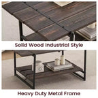 2 Tier Wood Coffee Table, 41'' Industrial Center Table, Cocktail Tea Table with Storage Shelf, Sofa Side Accent Table for Living Room