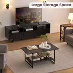 2 Tier Wood Coffee Table, 41'' Industrial Center Table, Cocktail Tea Table with Storage Shelf, Sofa Side Accent Table for Living Room