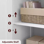 Bathroom Storage Cabinet, Freestanding Linen Cabinet with Doors and Shelves, Wooden Kitchen Pantry Cabinet, for Living Room,