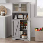 Bathroom Storage Cabinet, Freestanding Linen Cabinet with Doors and Shelves, Wooden Kitchen Pantry Cabinet, for Living Room,