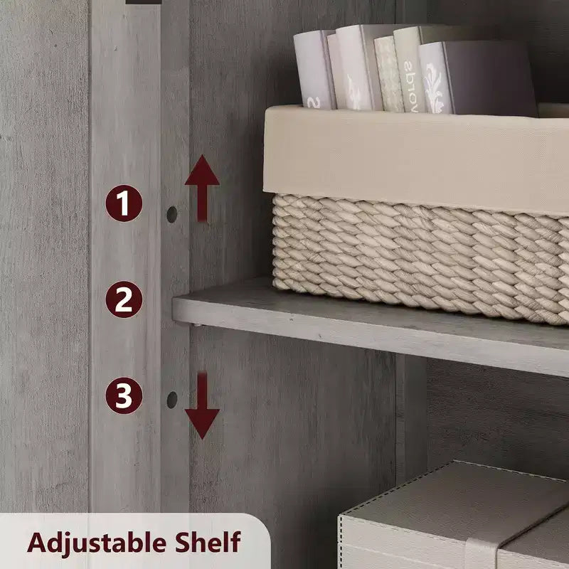 Bathroom Storage Cabinet, Freestanding Linen Cabinet with Doors and Shelves, Wooden Kitchen Pantry Cabinet, for Living Room,