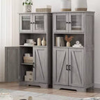 Bathroom Storage Cabinet, Freestanding Linen Cabinet with Doors and Shelves, Wooden Kitchen Pantry Cabinet, for Living Room,