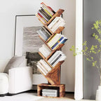 Bookshelf Storage & Tree Bookcase - 8-Tier Tall Organizer Shelf for Living Room, Bedroom, Home Office