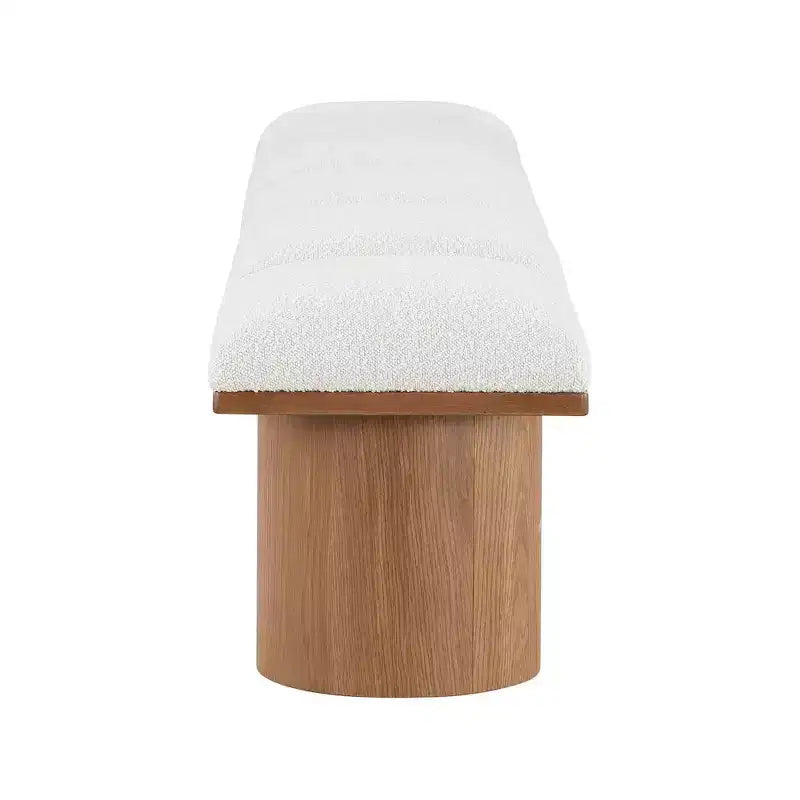 Meridian Furniture,Pavilion Cream Boucle Fabric Bench