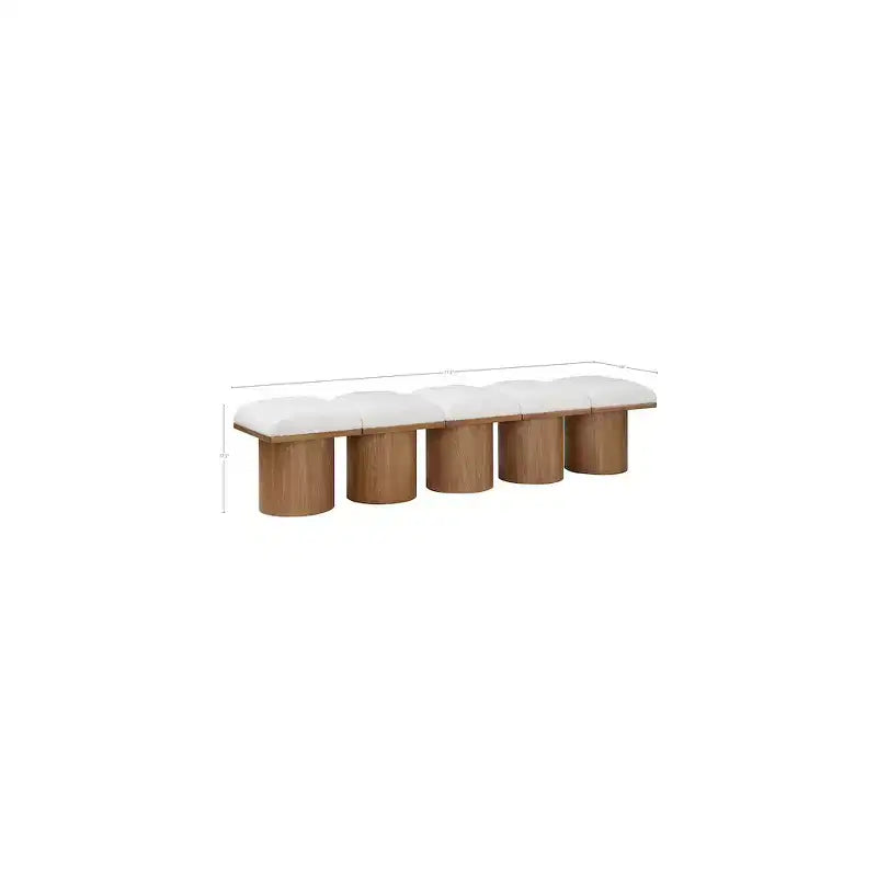 Meridian Furniture,Pavilion Cream Boucle Fabric Bench