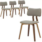 LeisureMod Clivo - Ensemble de 4 Chaises de Salle à Manger en Bois avec Siège Rembourré en Cuir, Dossier Ouvert Courbé - Cuisine Moderne, Salle à Manger, Café, Coin Repas