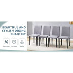 MAYEERTY Set of 4 Light Gray Linen Cotton Dining Chairs Versatile Comfortable Seating