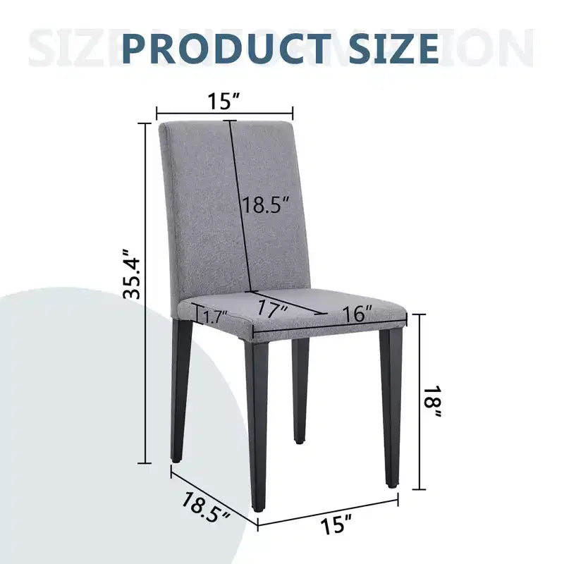 MAYEERTY Set of 4 Light Gray Linen Cotton Dining Chairs Versatile Comfortable Seating