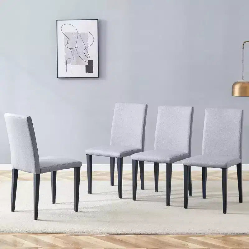 MAYEERTY Set of 4 Light Gray Linen Cotton Dining Chairs Versatile Comfortable Seating