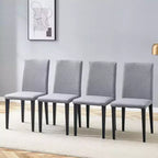 MAYEERTY Set of 4 Light Gray Linen Cotton Dining Chairs Versatile Comfortable Seating