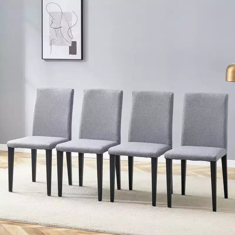 MAYEERTY Set of 4 Light Gray Linen Cotton Dining Chairs Versatile Comfortable Seating