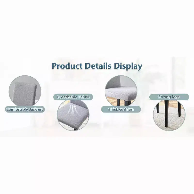 MAYEERTY Set of 4 Light Gray Linen Cotton Dining Chairs Versatile Comfortable Seating