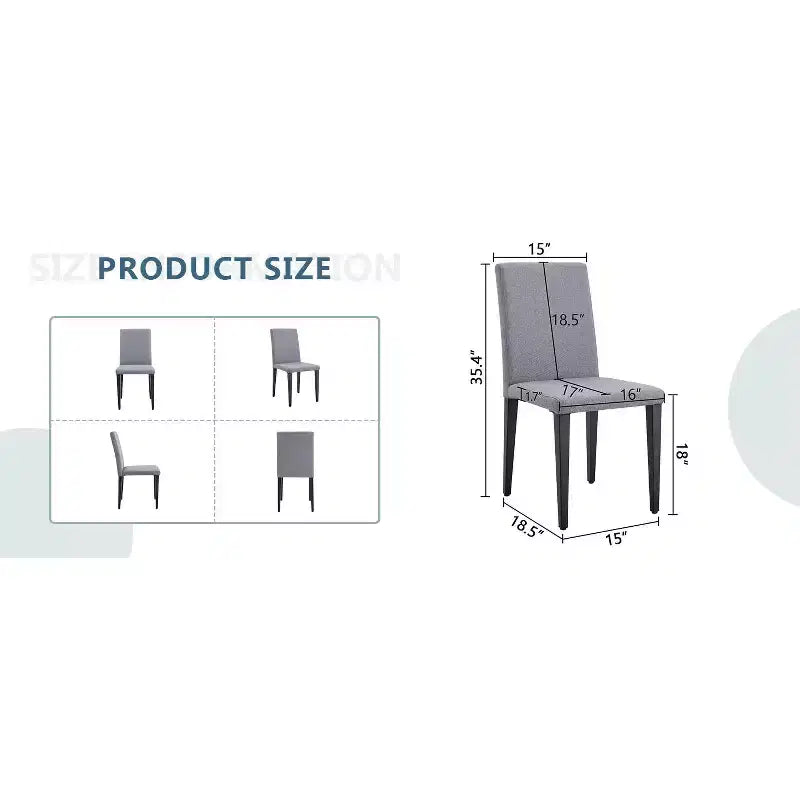 MAYEERTY Set of 4 Light Gray Linen Cotton Dining Chairs Versatile Comfortable Seating