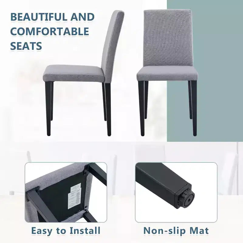 MAYEERTY Set of 4 Light Gray Linen Cotton Dining Chairs Versatile Comfortable Seating