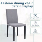 MAYEERTY Set of 4 Light Gray Linen Cotton Dining Chairs Versatile Comfortable Seating