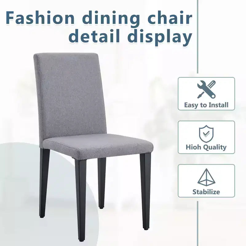 MAYEERTY Set of 4 Light Gray Linen Cotton Dining Chairs Versatile Comfortable Seating