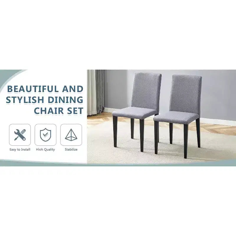 MAYEERTY Set of 4 Light Gray Linen Cotton Dining Chairs Versatile Comfortable Seating