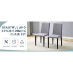 MAYEERTY Set of 4 Light Gray Linen Cotton Dining Chairs Versatile Comfortable Seating