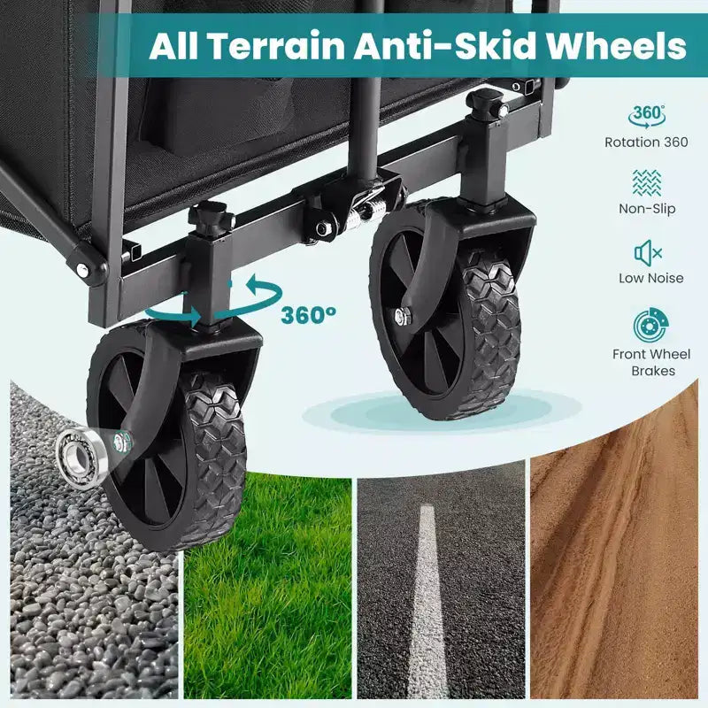 Heavy-Duty All-Terrain Folding Wagon - 330 lb Capacity for Camping/Grocery Shopping