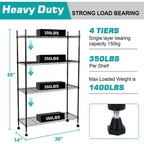 Acekool 4-Tier Adjustable Heavy Duty Steel Wire Shelving Unit, Rust-Resistant Organizer for Kitchen, Garage, Pantry, 36 L x 14 W x 54 H