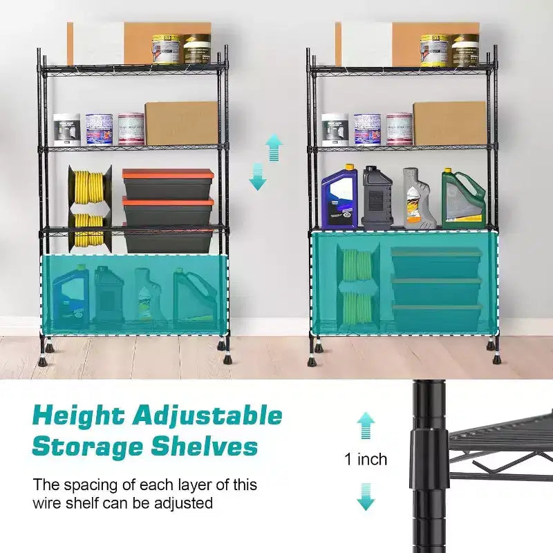 Acekool 4-Tier Adjustable Heavy Duty Steel Wire Shelving Unit, Rust-Resistant Organizer for Kitchen, Garage, Pantry, 36 L x 14 W x 54 H