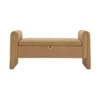 TUYOHW Modern Bed End Bench with Arms and Storage, Upholstered Large Foot Rest Stool, Comfy Window Vanity Bench for Living Room, Coffee