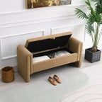 TUYOHW Modern Bed End Bench with Arms and Storage, Upholstered Large Foot Rest Stool, Comfy Window Vanity Bench for Living Room, Coffee