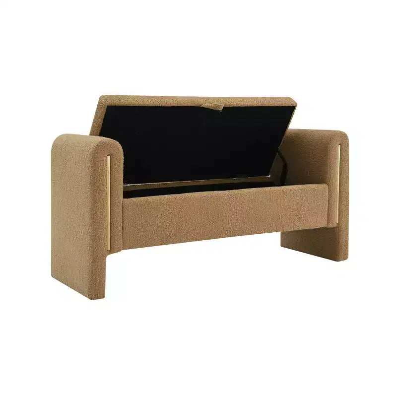 TUYOHW Modern Bed End Bench with Arms and Storage, Upholstered Large Foot Rest Stool, Comfy Window Vanity Bench for Living Room, Coffee