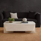 Royal Hampton Coffee Table | 45 Rectangular Handcrafted Mango Wood | Solid Asymmetric Base
