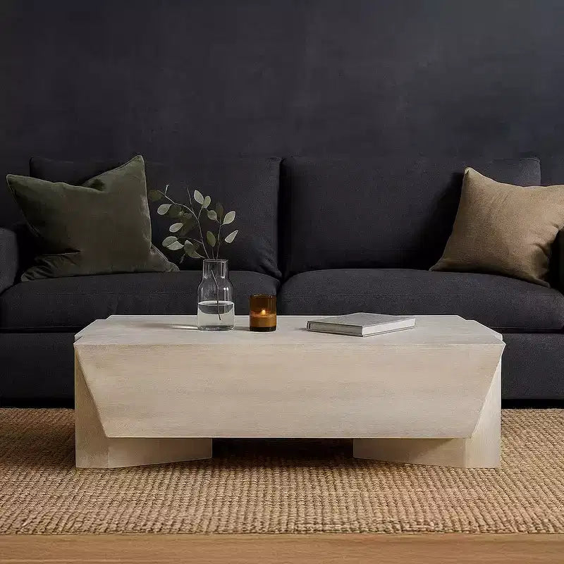 Royal Hampton Coffee Table | 45 Rectangular Handcrafted Mango Wood | Solid Asymmetric Base