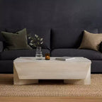 Royal Hampton Coffee Table | 45 Rectangular Handcrafted Mango Wood | Solid Asymmetric Base