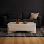 Royal Hampton Coffee Table | 45 Rectangular Handcrafted Mango Wood | Solid Asymmetric Base