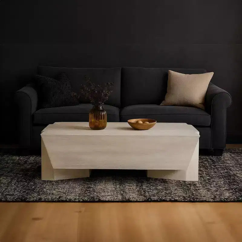 Royal Hampton Coffee Table | 45 Rectangular Handcrafted Mango Wood | Solid Asymmetric Base