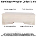 Royal Hampton Coffee Table | 45 Rectangular Handcrafted Mango Wood | Solid Asymmetric Base