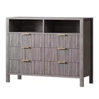 Fluted 6 Drawer Dresser for Bedroom, Tall Wide Chest of Drawers with Storage Organizer, Mid Century Modern Closet Drawer TV Stand for Living Room
