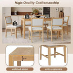 Whisen Mid-Century 7-Piece Dining Table Set for 6, Wood Table & Comfy Upholstered Chairs