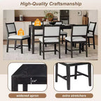 Whisen Mid-Century 7-Piece Dining Table Set for 6, Wood Table & Comfy Upholstered Chairs