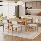 Whisen Mid-Century 7-Piece Dining Table Set for 6, Wood Table & Comfy Upholstered Chairs