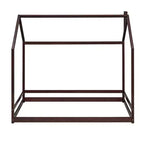 Twin Size/Full Size Platform Bed, Wooden Floor Bed, House-Shaped Bed Frame with Roof for Teens Boys Girls Bedroom Furniture (Slats Not Included)